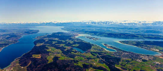 Lake Constance panoramic view of the alps
