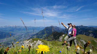 Hiking on the Rappenstein in Liechtenstein close to Lake Constance