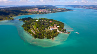 Luftaufnahme von der Insel Mainau am Bodensee