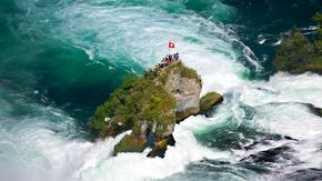 Aerial photograph of the Rhine Falls in Schaffhausen at Lake Constance