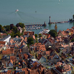 Aerial view of port Lindau at Lake Constance
